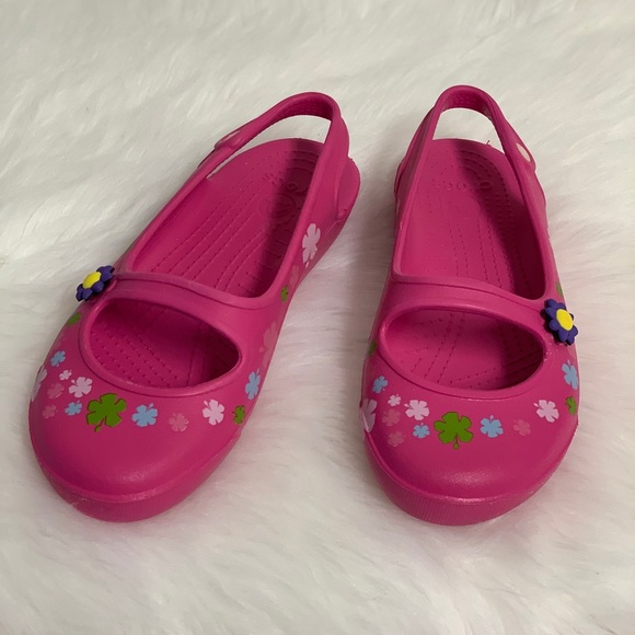 flowered crocs